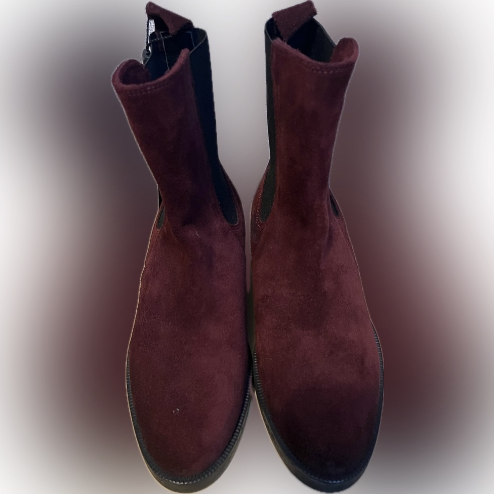 Emanuele Crasto Mid-Calf Burgundy Suede Pull-On Boots size 6.5 - Picture 3 of 14